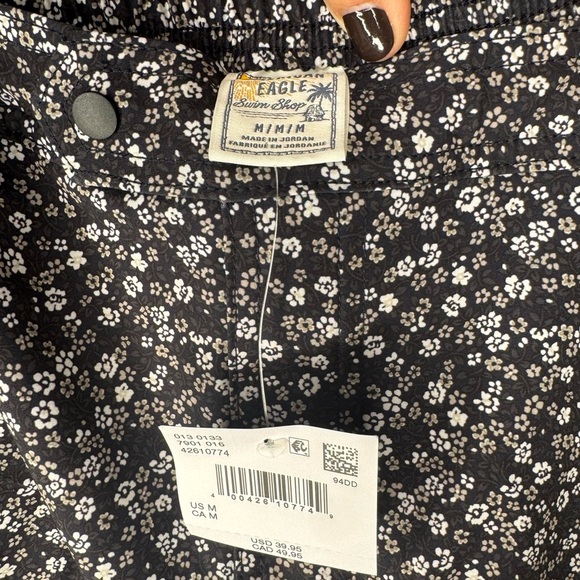 NWT American Eagle Men’s  3” Poolside Swim Short Bathing Suit Black Medium - Picture 6 of 9